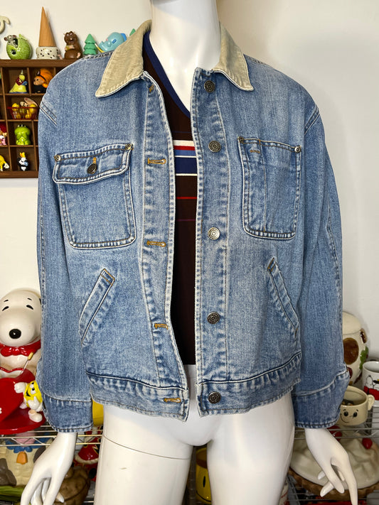 90s Ralph Lauren denim & corduroy collar jacket sz S/P
