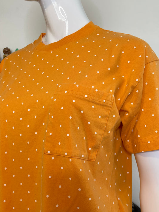 Vintage 90s Orange Polka Dot Tee Sz S