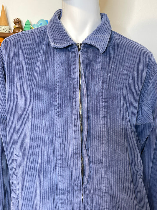 2000s Icy Blue Northcrest Corduroy Zip-Up Jacket Sz L