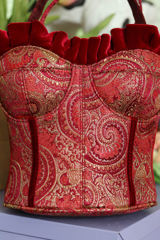Y2K Deadstock Velvet Renaissance Style Bustier Corset Purse (F)