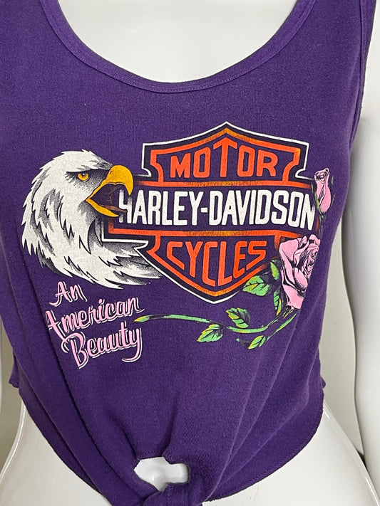 Vintage Purple Harley Davidson Eagle Cropped Top Sz M