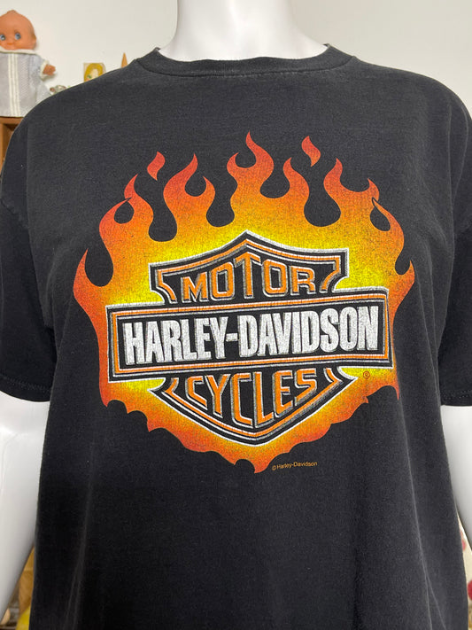 Vintage 90s Harley Davidson Flames Graphic Tee Sz XL