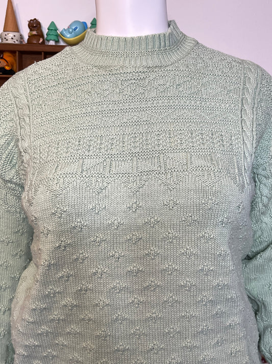 Vintage 90s Oversized Pistachio Green Knit Sweater Sz L