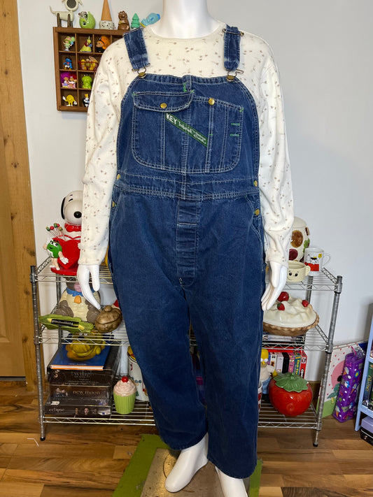 Vintage Key Imperial Plus Size Baggy Denim Overalls Sz W46 X L30