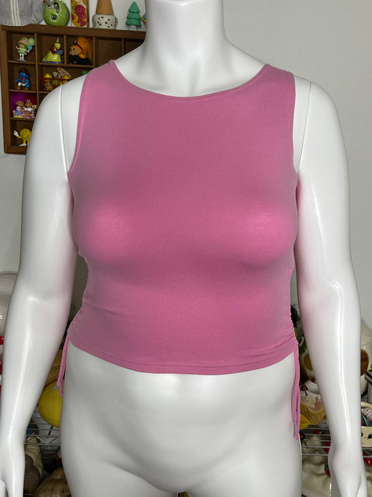 2000s Baby Pink Cropped Tank Top Sz L/XL