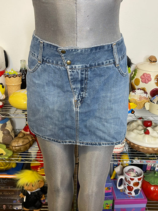 2000s American Eagle Denim Distressed Mini Skirt Sz 12