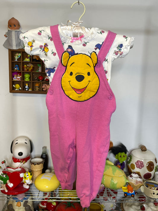 Vintage Winnie The Pooh 2pc Overalls Romper Set Sz 18M