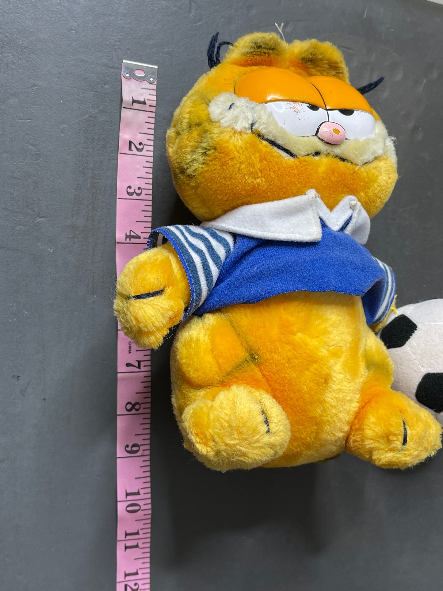 Vintage 80s Soccer Player Garfield Plush