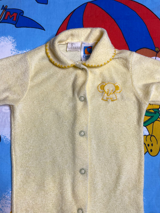 Vintage Charter's Yellow Terrycloth Elephant Onesie Sz M