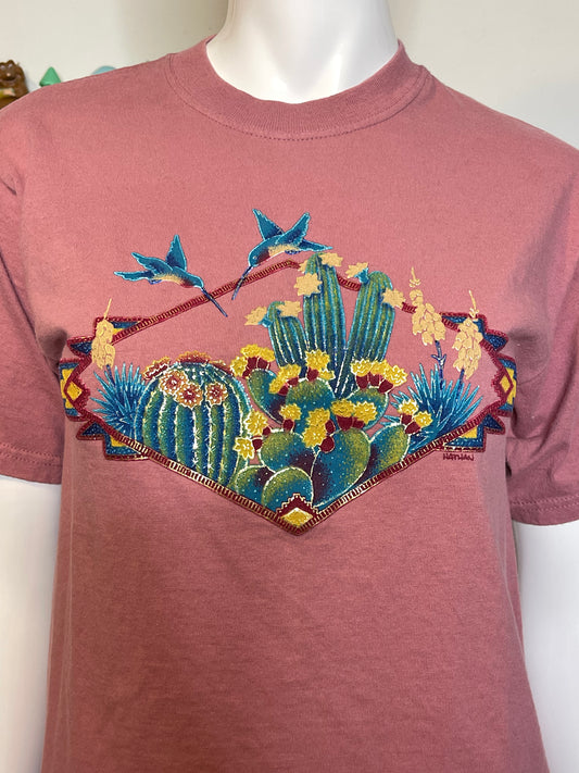 2000s Hummingbird Cactus Tee Sz S