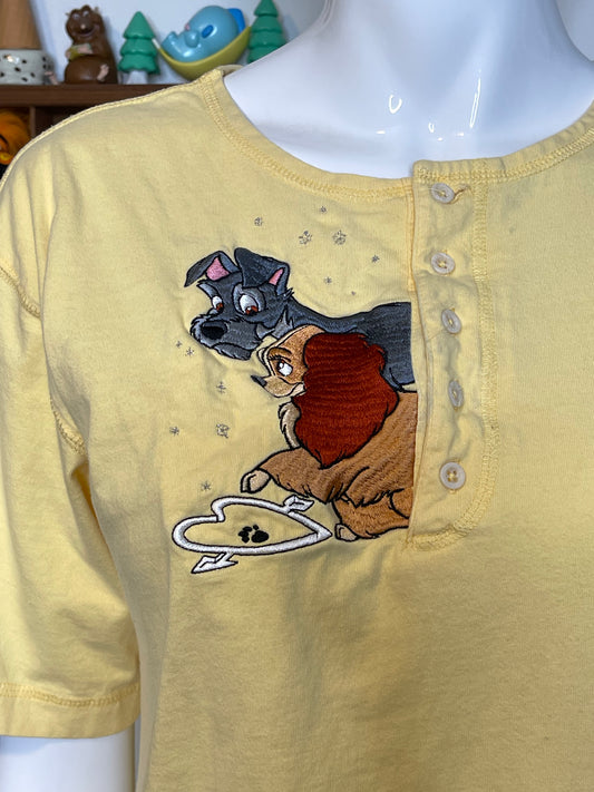 Vintage 90s The Lady And The Tramp Embroidered Tee Sz M