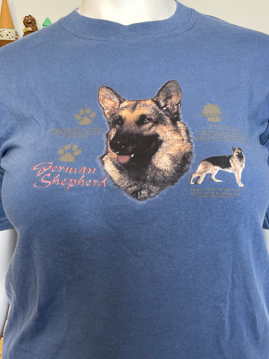 2000s German Shepherd Blue Graphic Tee Sz L