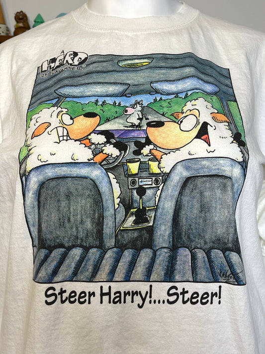 Vintage 90s Funny Sheep & Cow Graphic Tee Sz XL