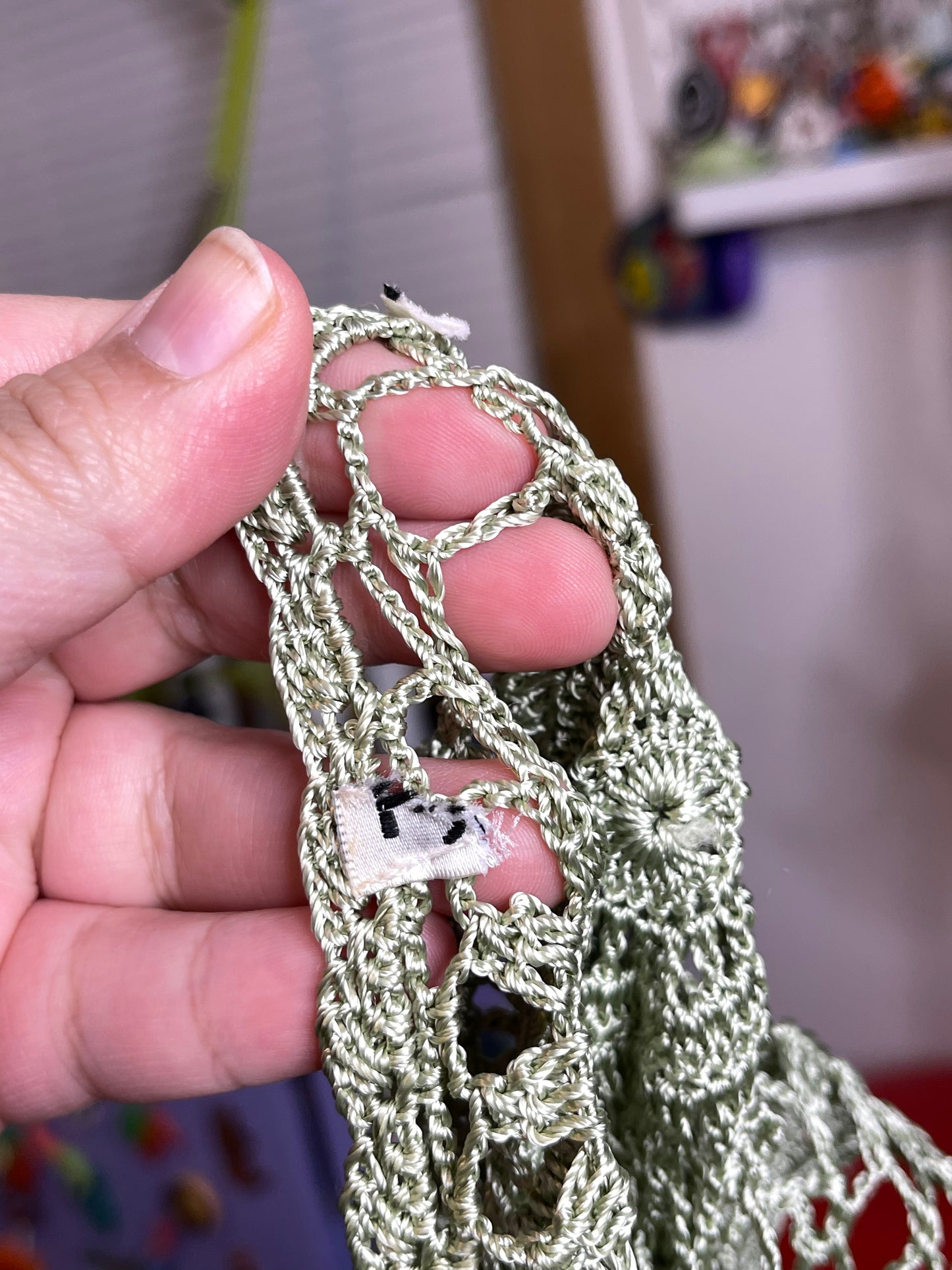 Vintage 2000s Boho Green Crochet Tank Top Sz S