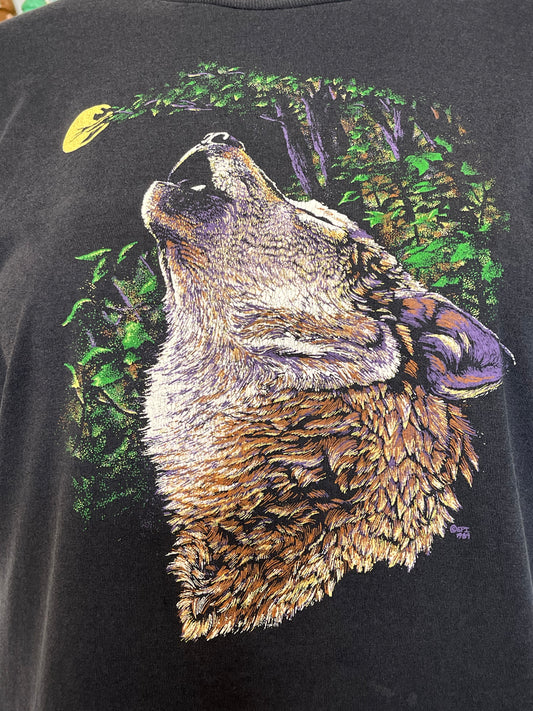 Vintage 80s Wolf Single Stitch Graphic Tee Sz XL