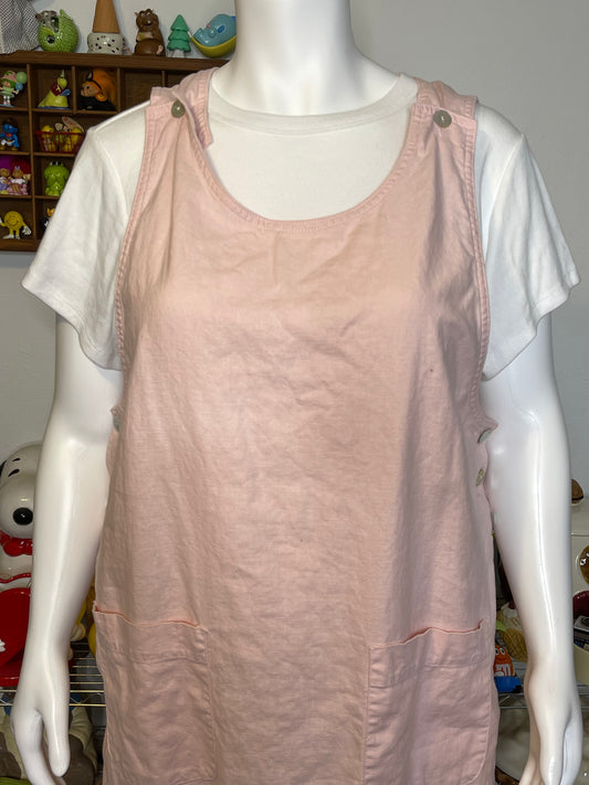 Vintage Plus Size Baby Pink Linen Blend Overall Dress Sz 2X