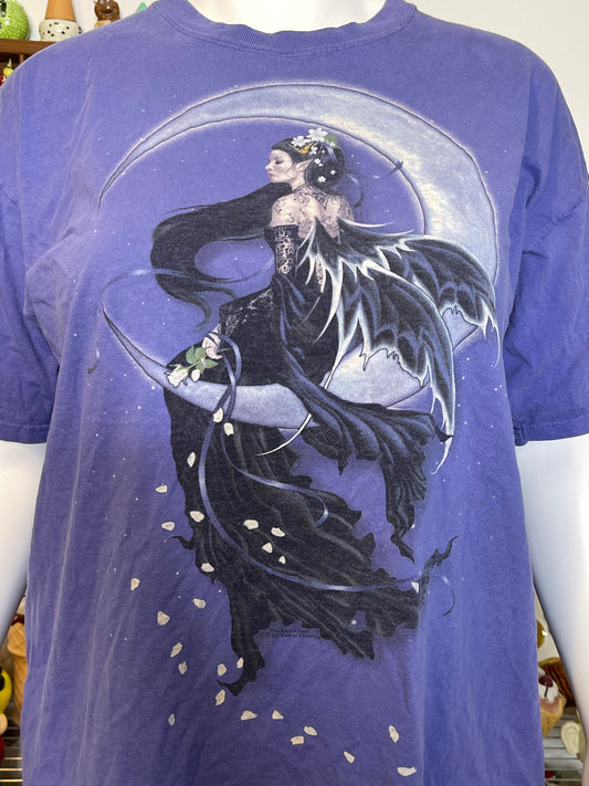 2000s Faded Purple Stargazer Fairy Graphic Tee Sz XXL