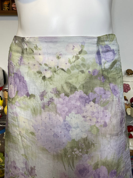 2000s Purple Floral Watercolor Maxi Skirt Sz L
