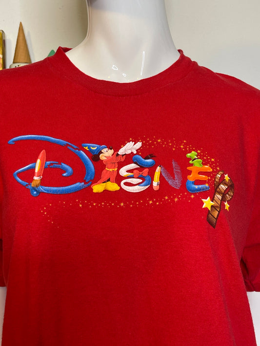 2000s Red Disney Graphic Tee Sz M/ L