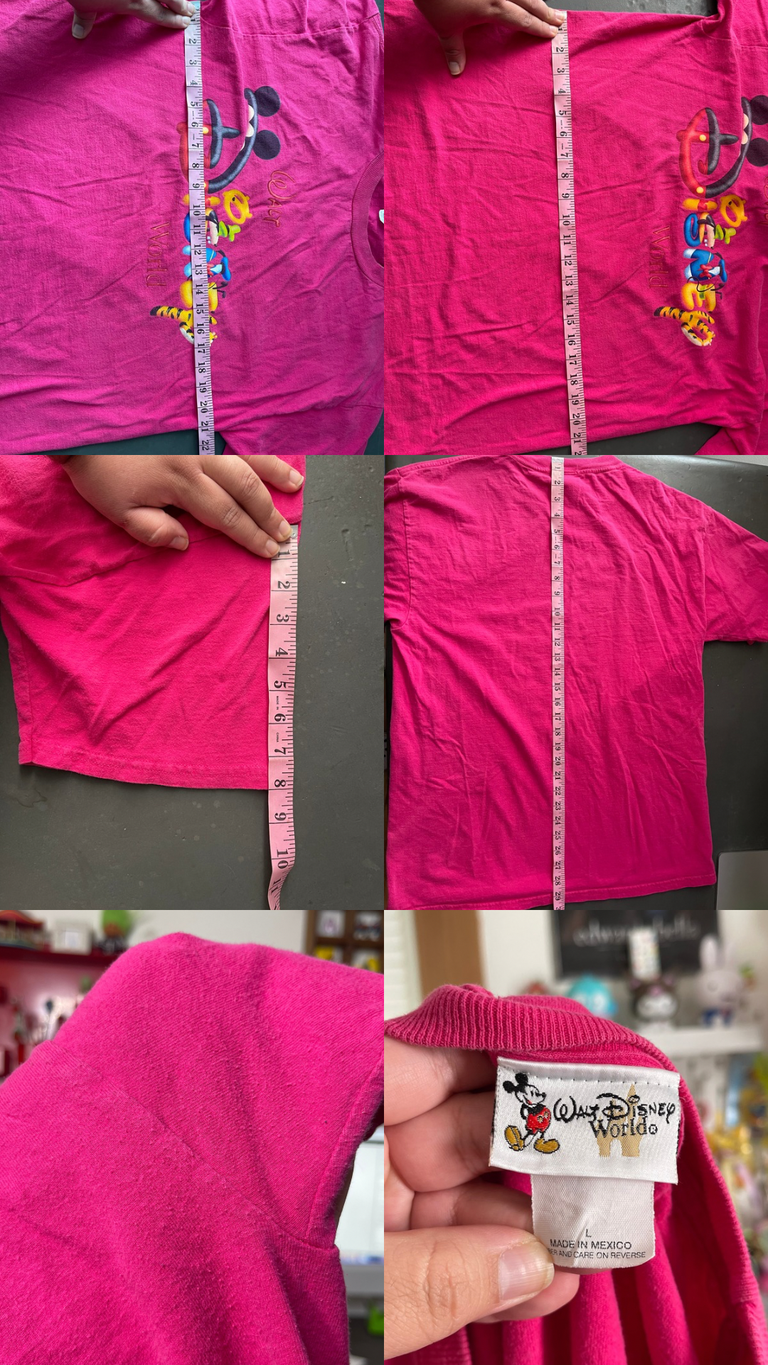90s Pink Disney World tee sz L