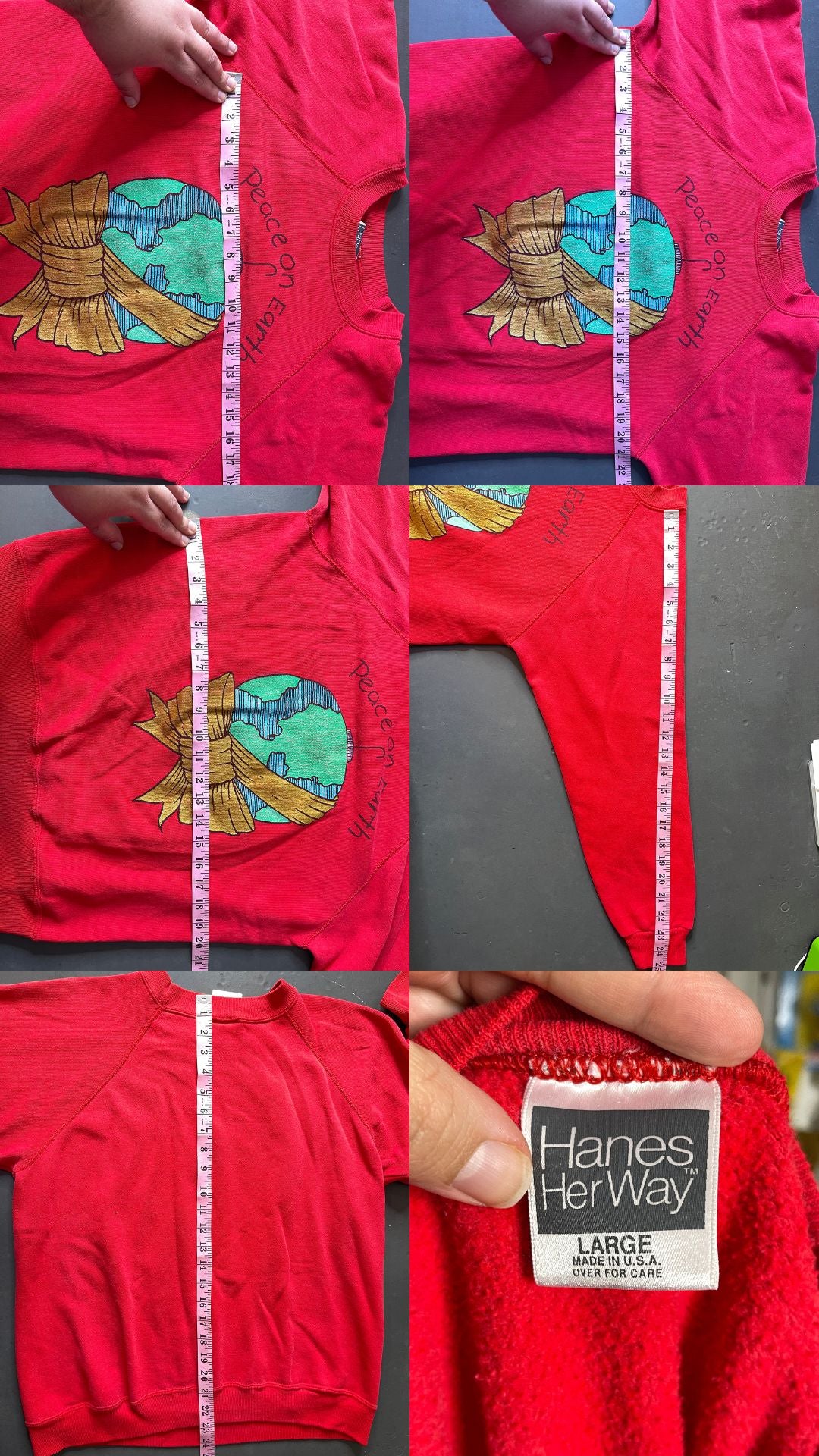 90s Peace On Earth Holiday Graphic Sweater Sz L