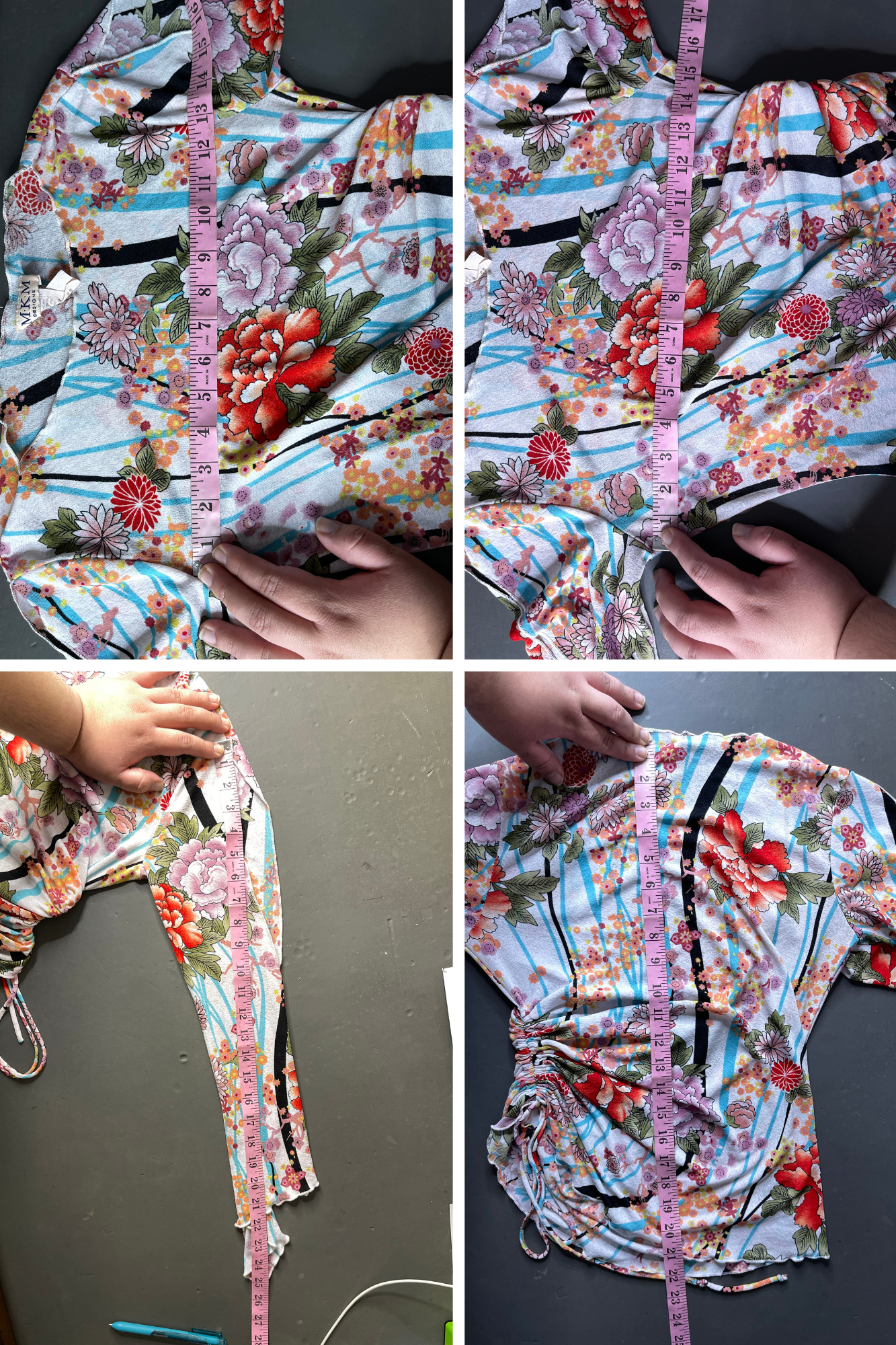 Vintage 2000s Floral Print Wide Sleeve Mirco Mesh Top Sz M