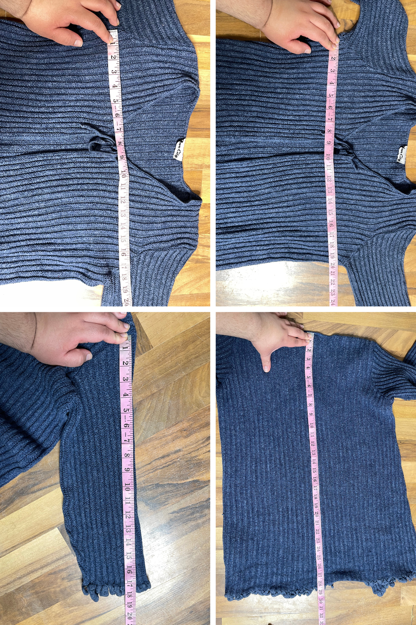 Vintage Blue Knit Tie Front 3/4 Sleeve Cardigan Sz M