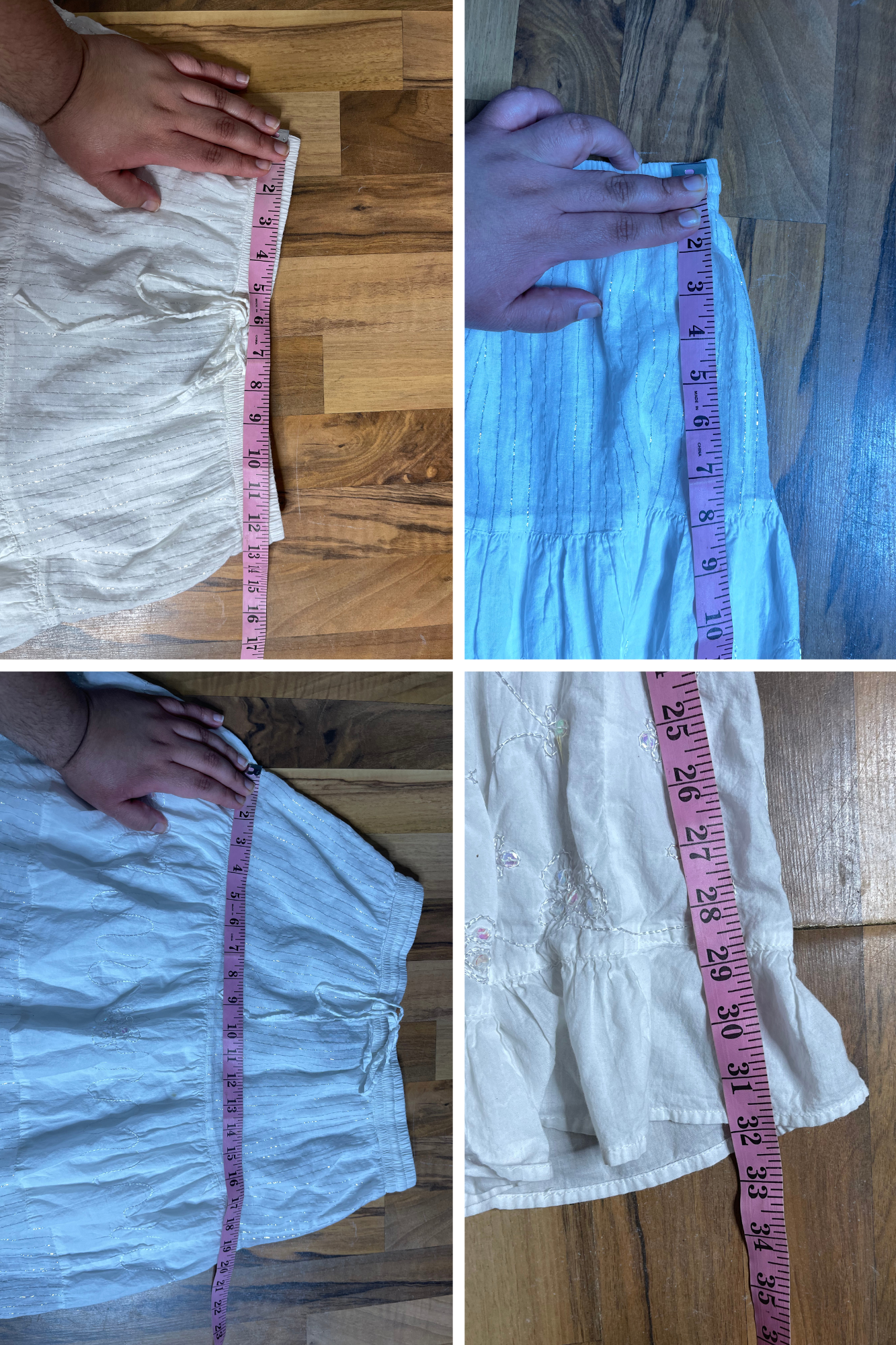 2000s White Sheer Sequin Tiered Midi - Maxi Skirt Sz M/L