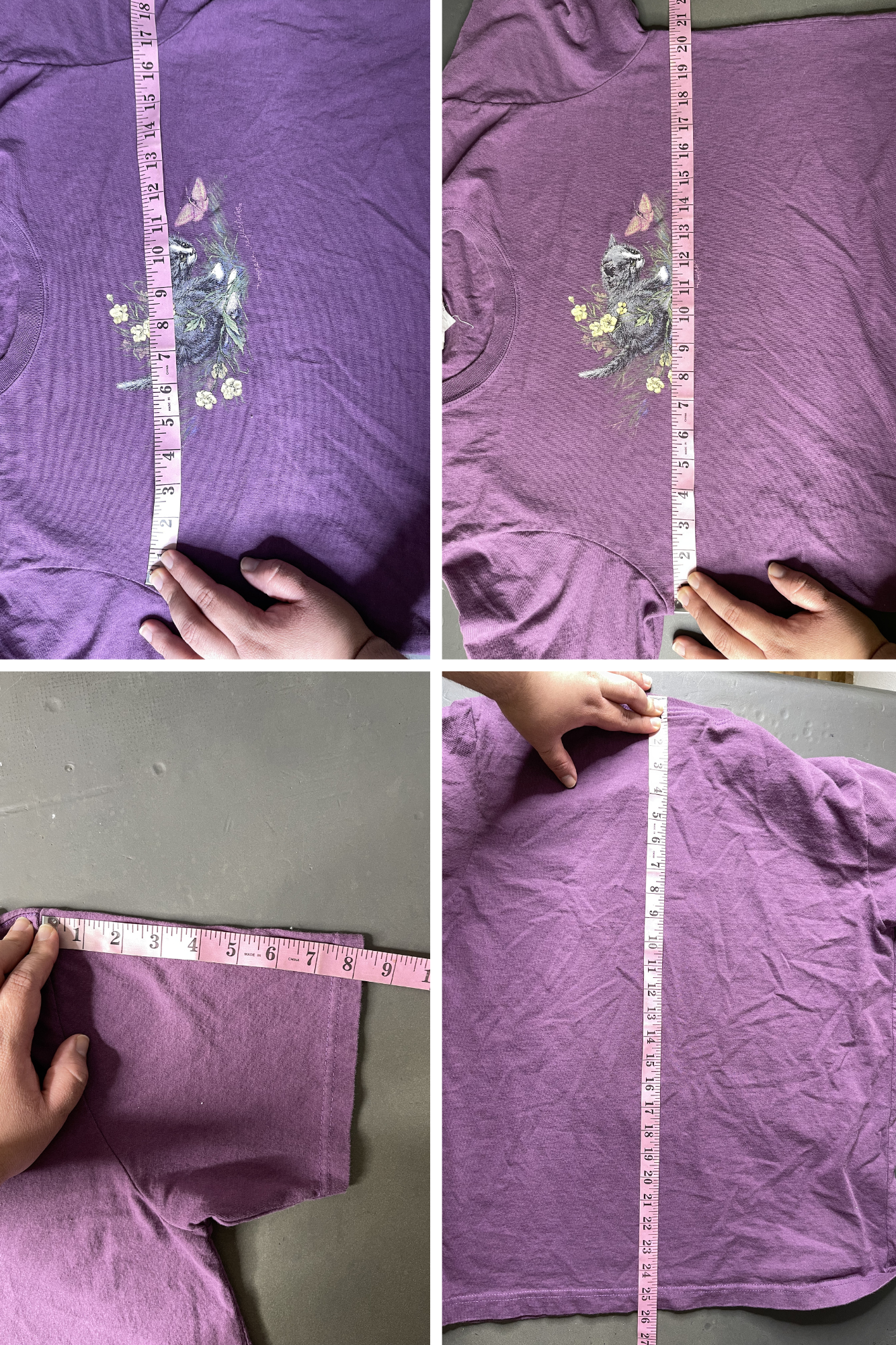 2000s Purple Spring Kitten Graphic Tee Sz M