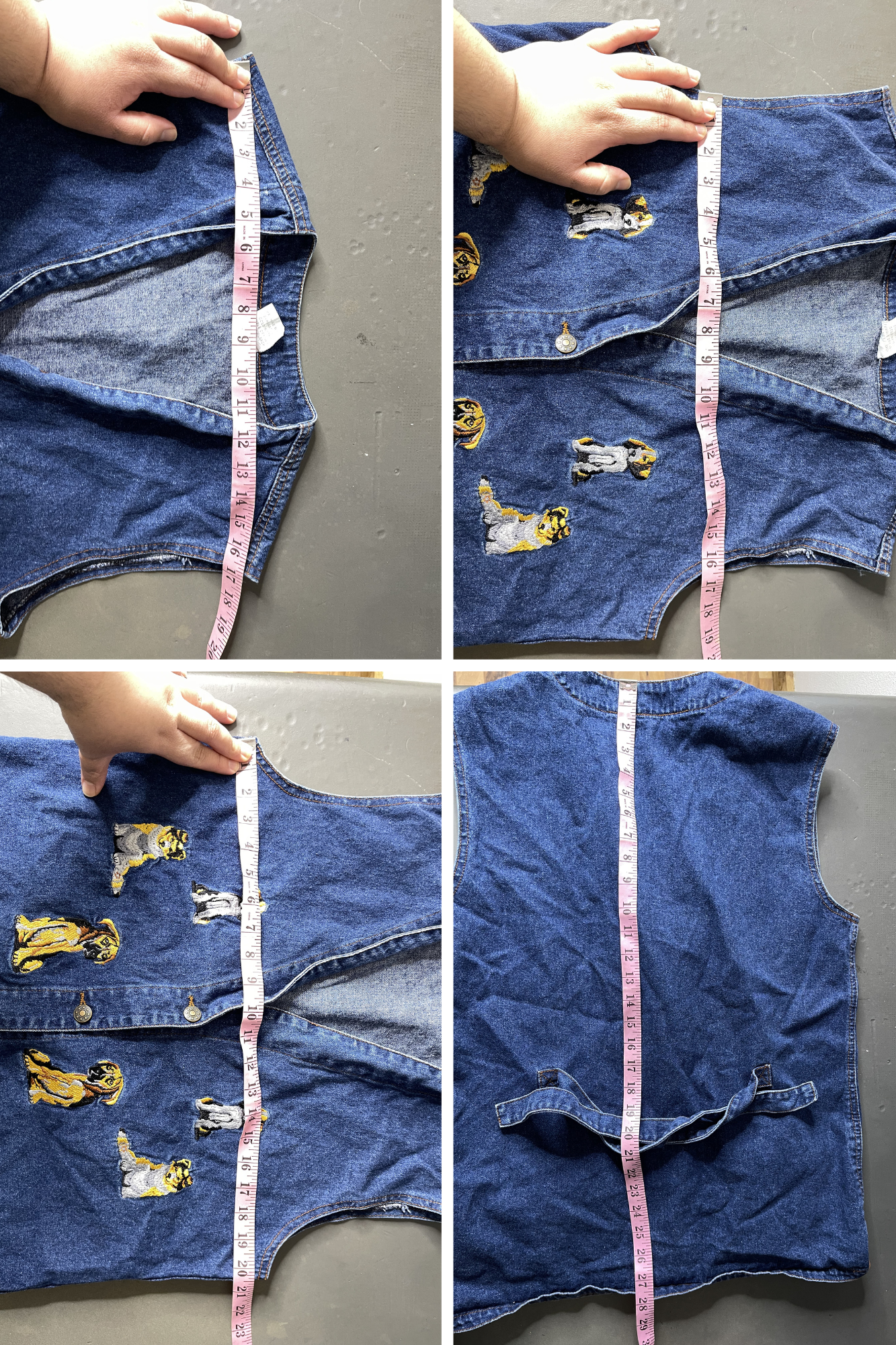 Vintage 90s Dog Denim Embroidered Oversized Vest Sz M/L