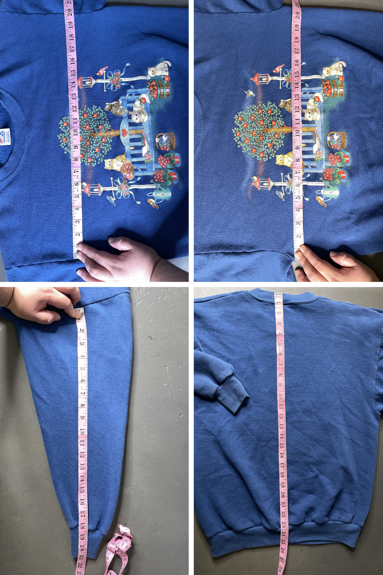 Vintage 90s Fall Apple Tree With Cats Graphic Crewneck Sweater Sz M