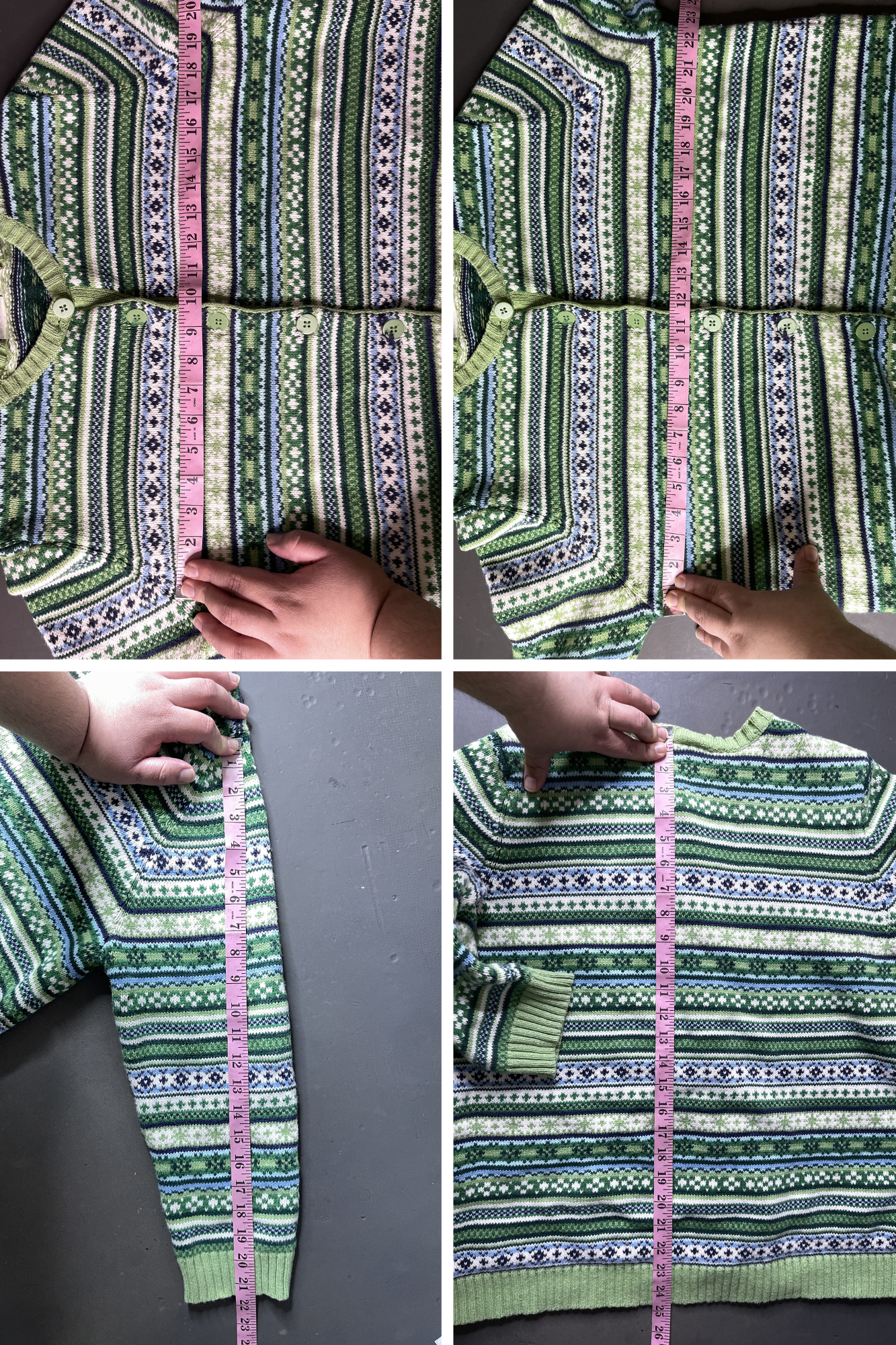 Vintage Green Knit Button Down Cardigan Sweater Sz 1X
