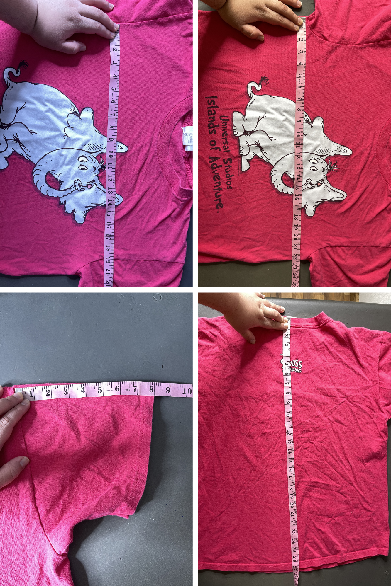 Vintage Dr.Seuss Pink Universal Studios Graphic Tee Sz L