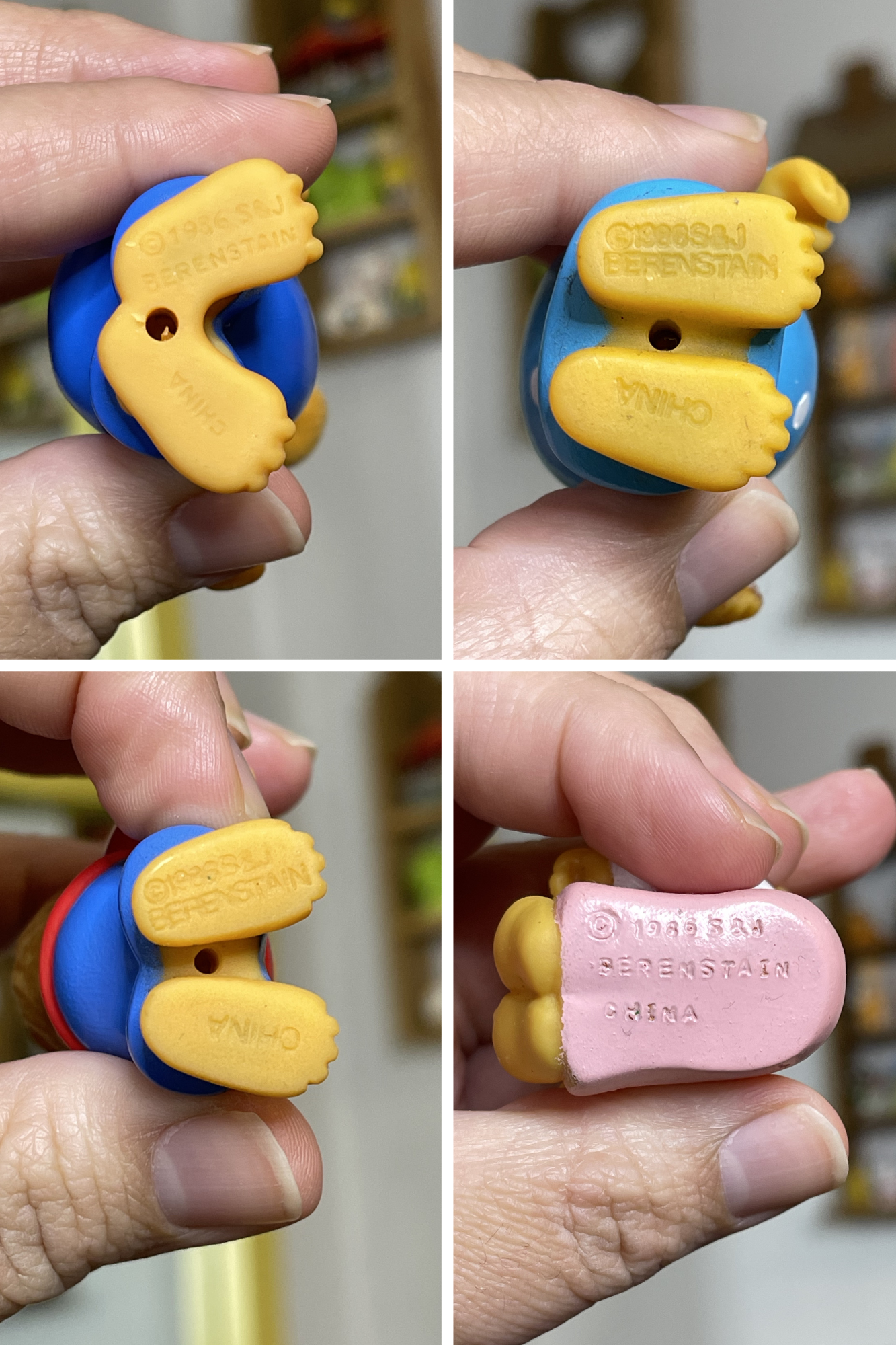 Vintage 80s The Berenstain Bears Flocked Trinket Toy Set 4pc