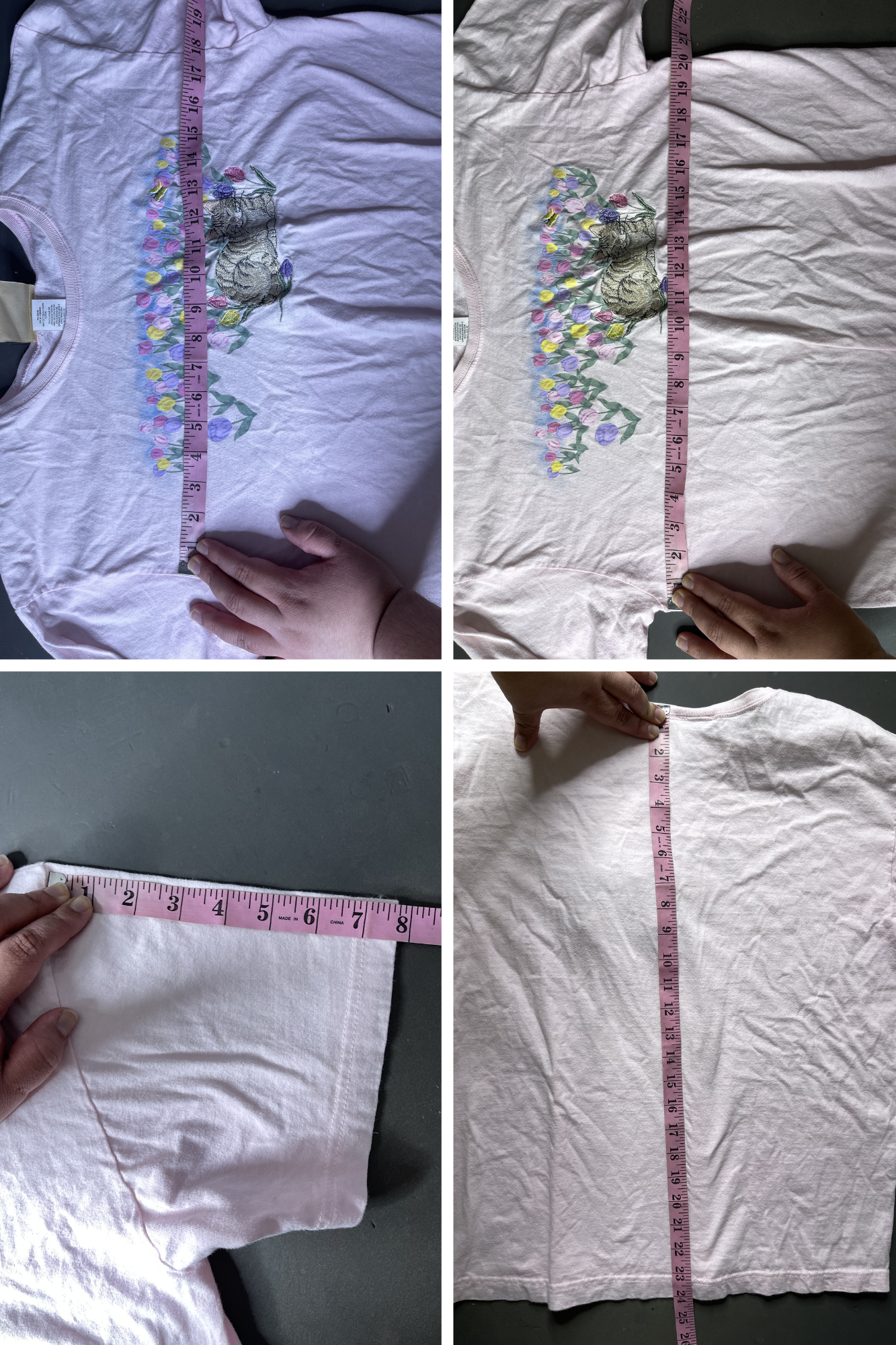 Vintage 2000s Tulip Cat Embroidered Tee Sz L