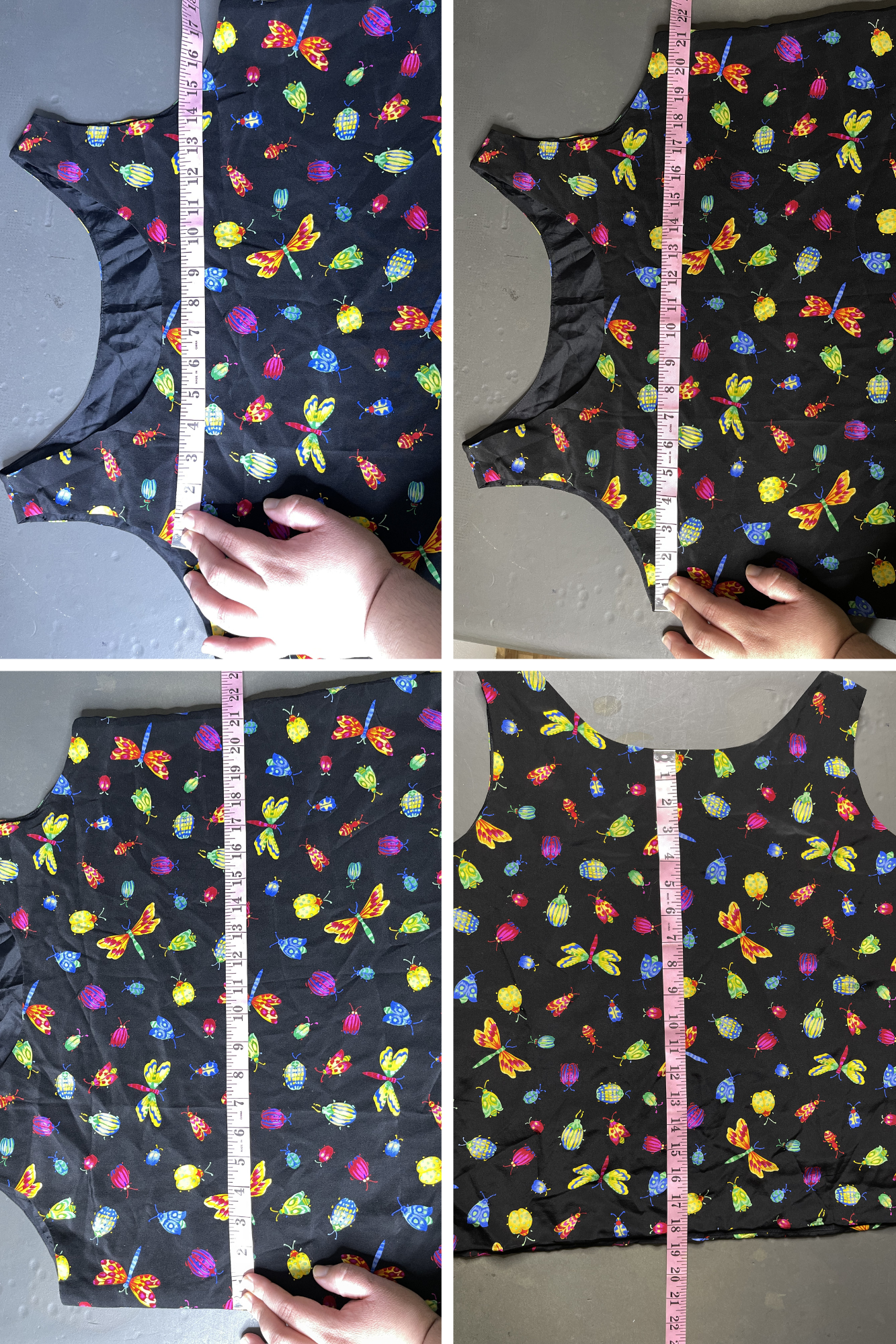 Vintage Colorful Bug Insects All Over Print Silk Tank Sz L