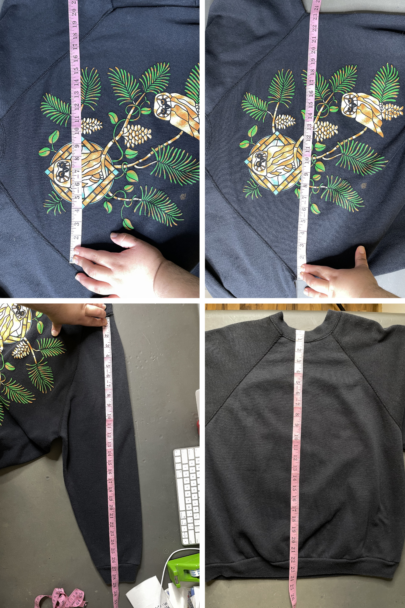 Vintage 90s Faded Black Owl Graphic Crewneck Sweater Sz XL