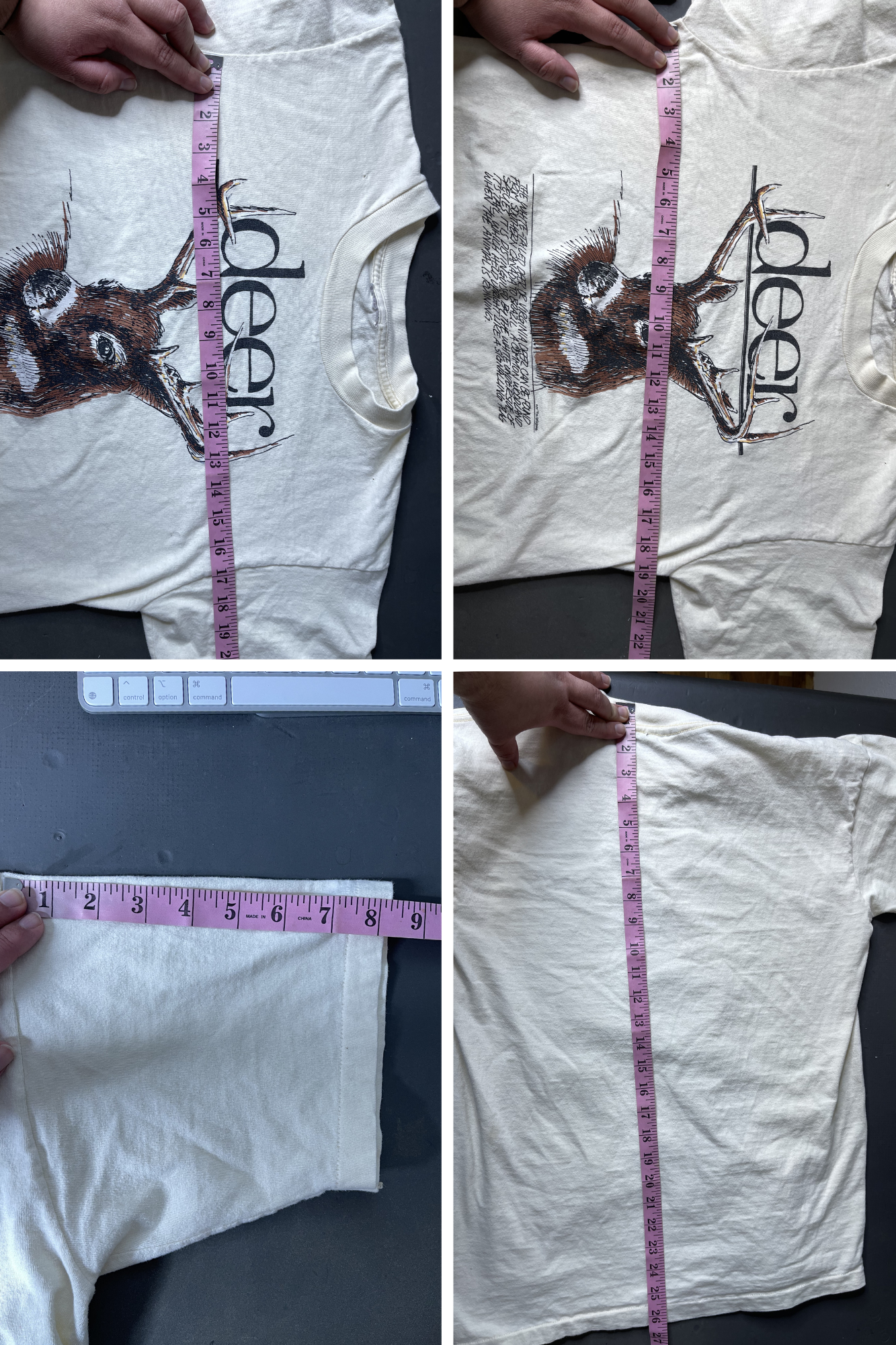 Vintage 80s White-Tailed Deer Graphic Tee Sz M
