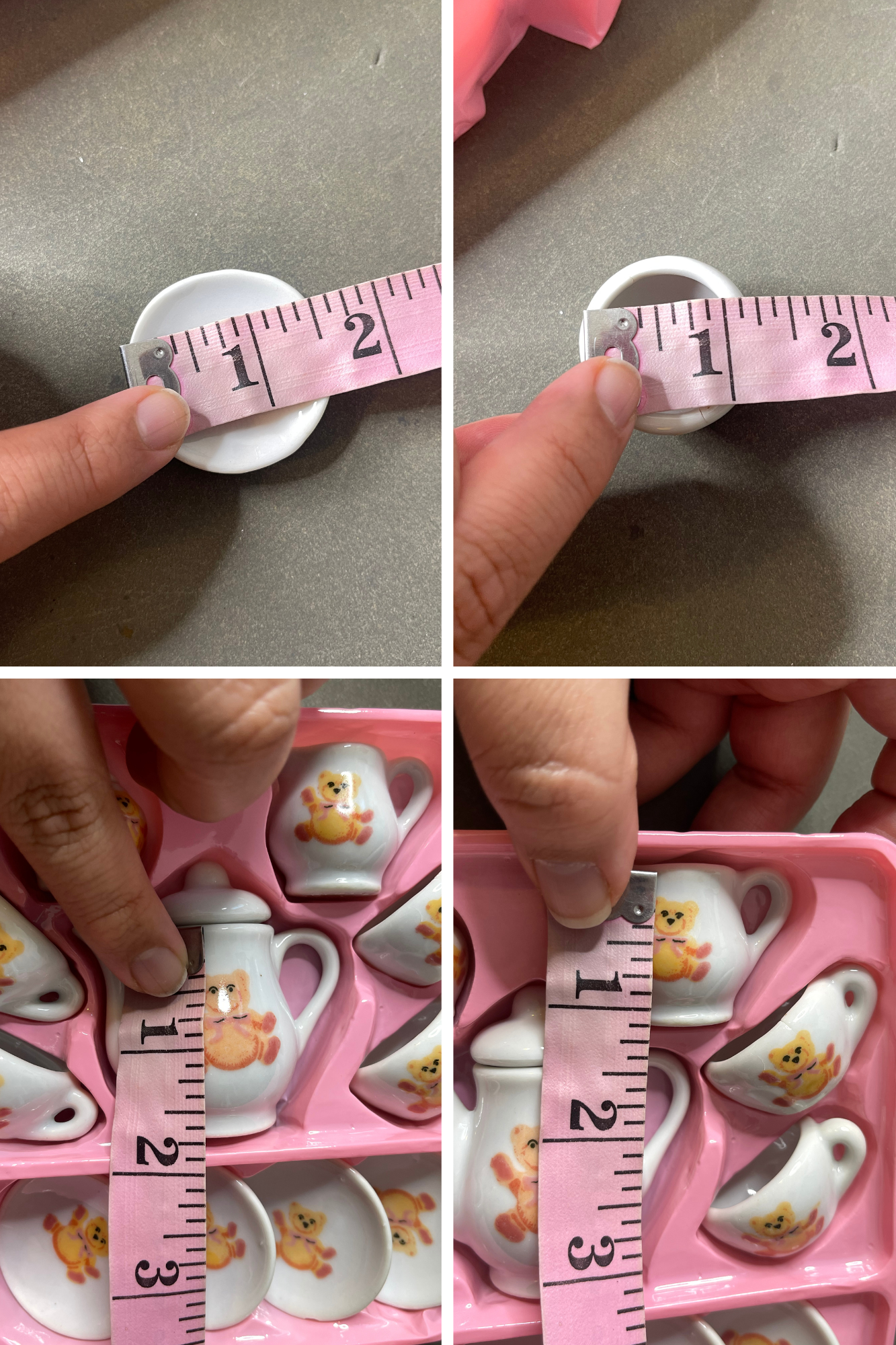 2000s Children's Teddy Bear Tiny Porcelain 13pc Tea Set