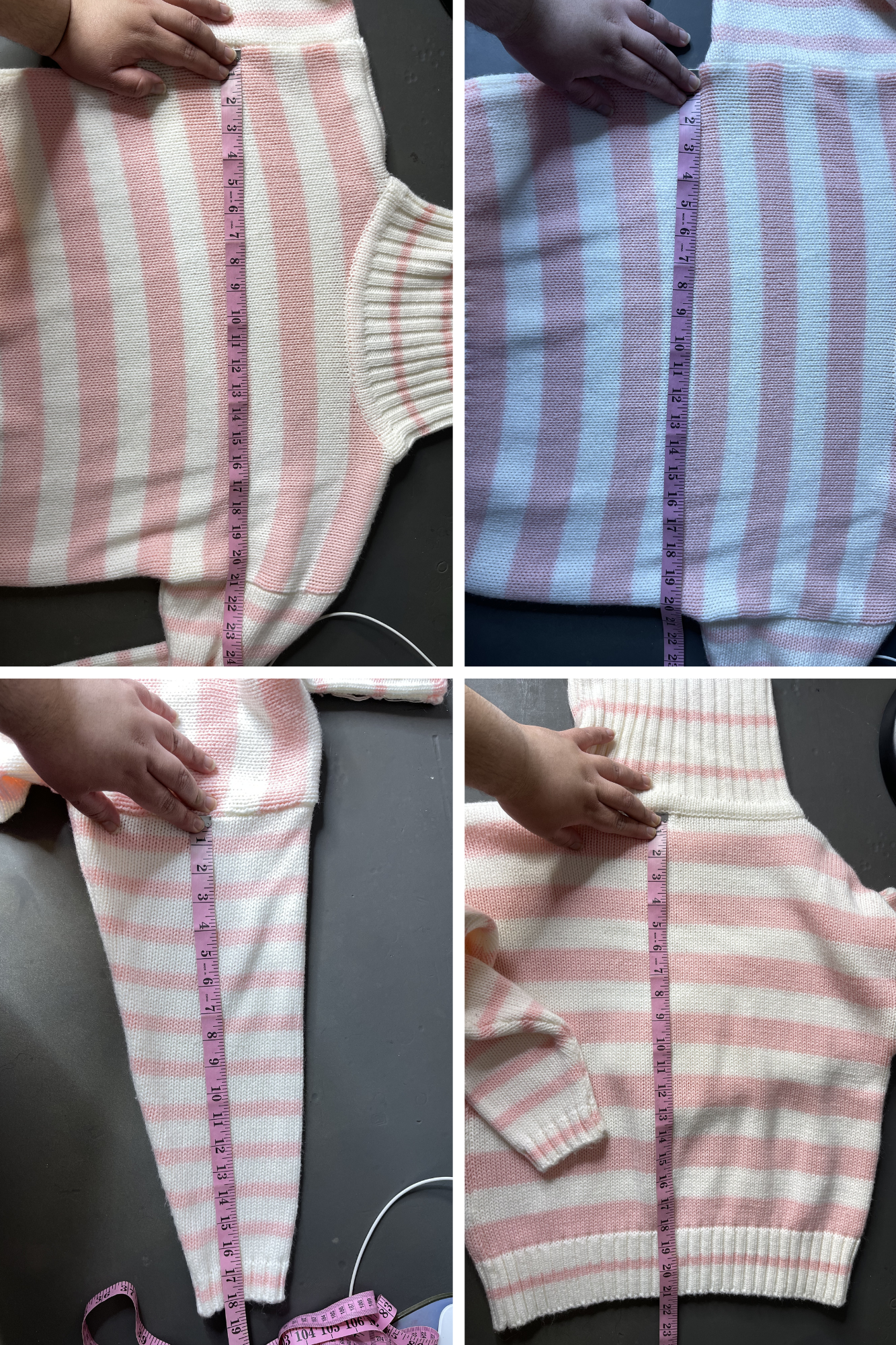 Vintage 90s Pink & Cream Striped Turtleneck Knit Sweater Sz L
