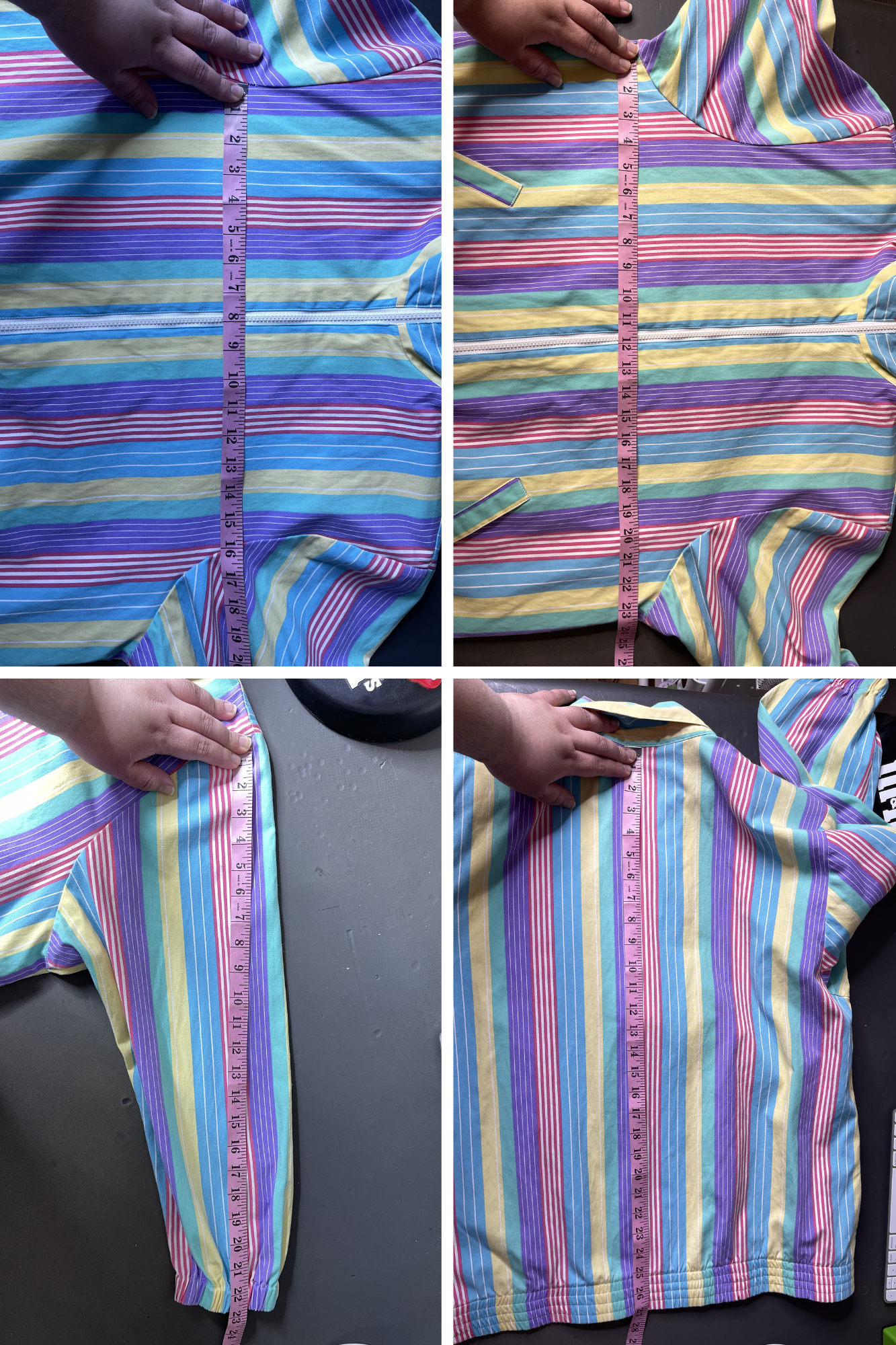 Vintage 90s Rainbow Pastel Striped Light Weight Jacket Sz L