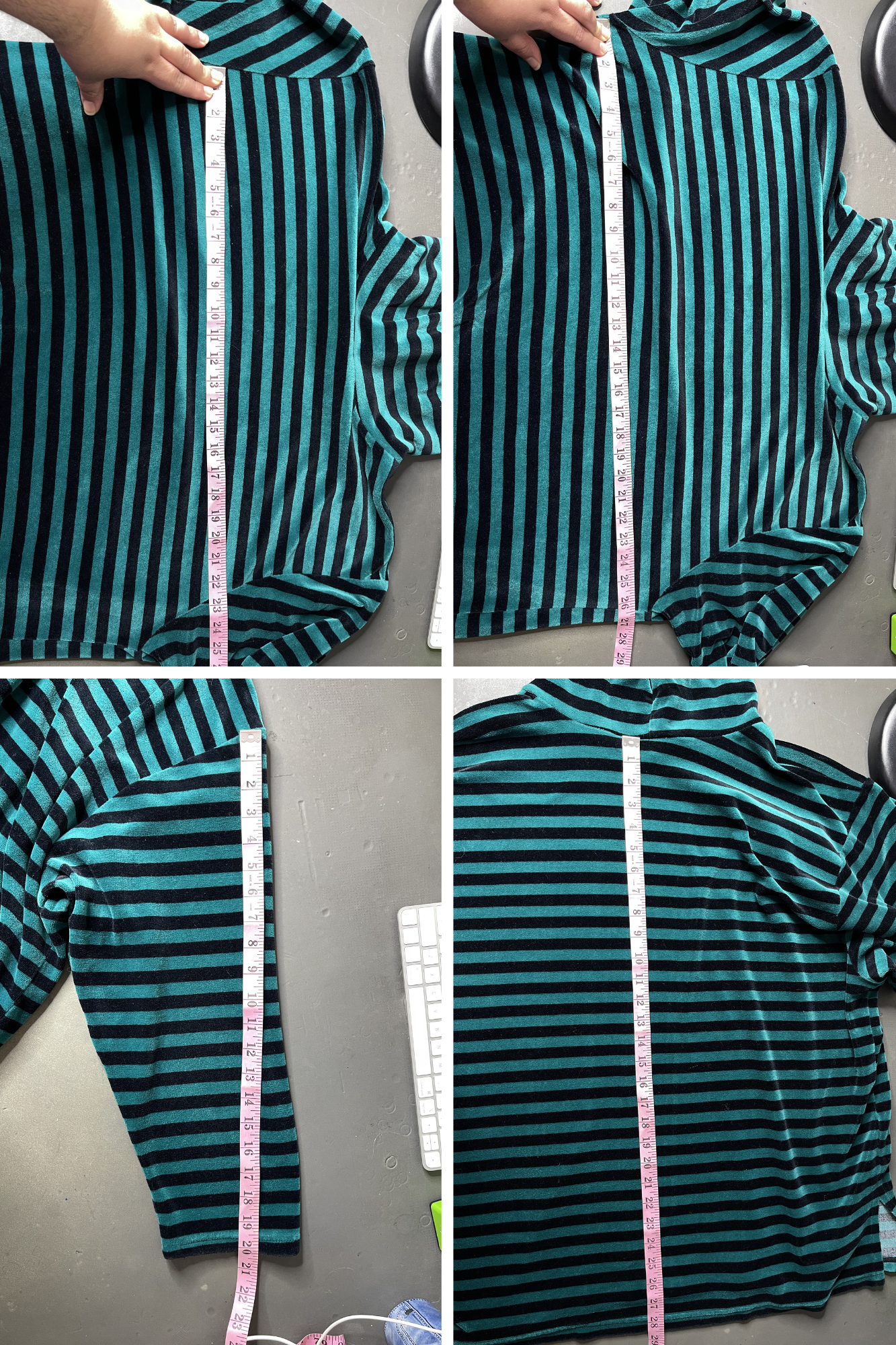 Vintage 90s Green Black Striped Velour Oversized Turtleneck Sweater Sz 2X