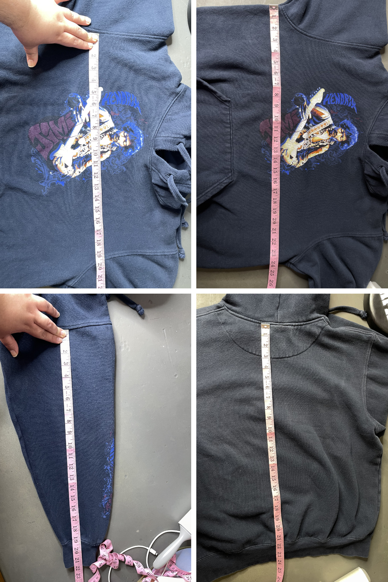 2000s Jimmy Hendrix Navy Blue Graphic Hoodie Sz XL