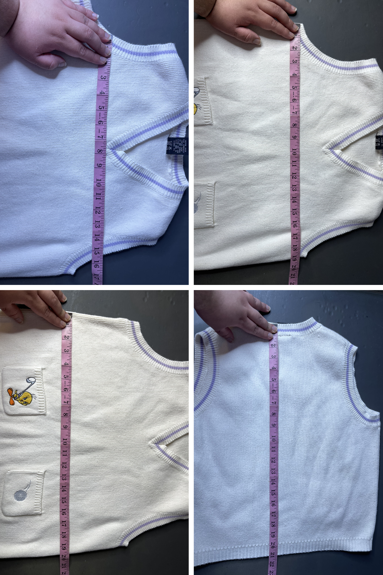 Vintage 90s Tweety Golf Cream Knit Vest Sz M