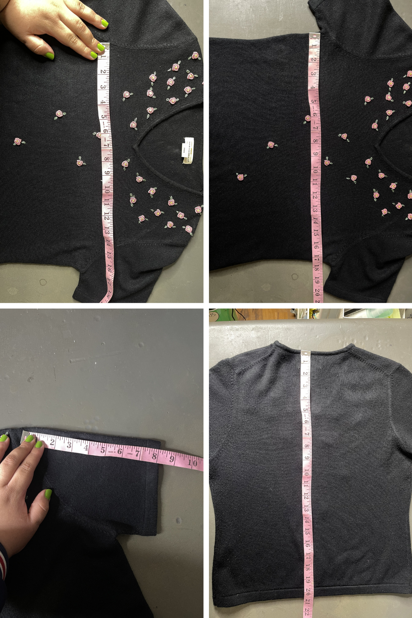Vintage Pink Rose Bud Fine Knit Top Sz S