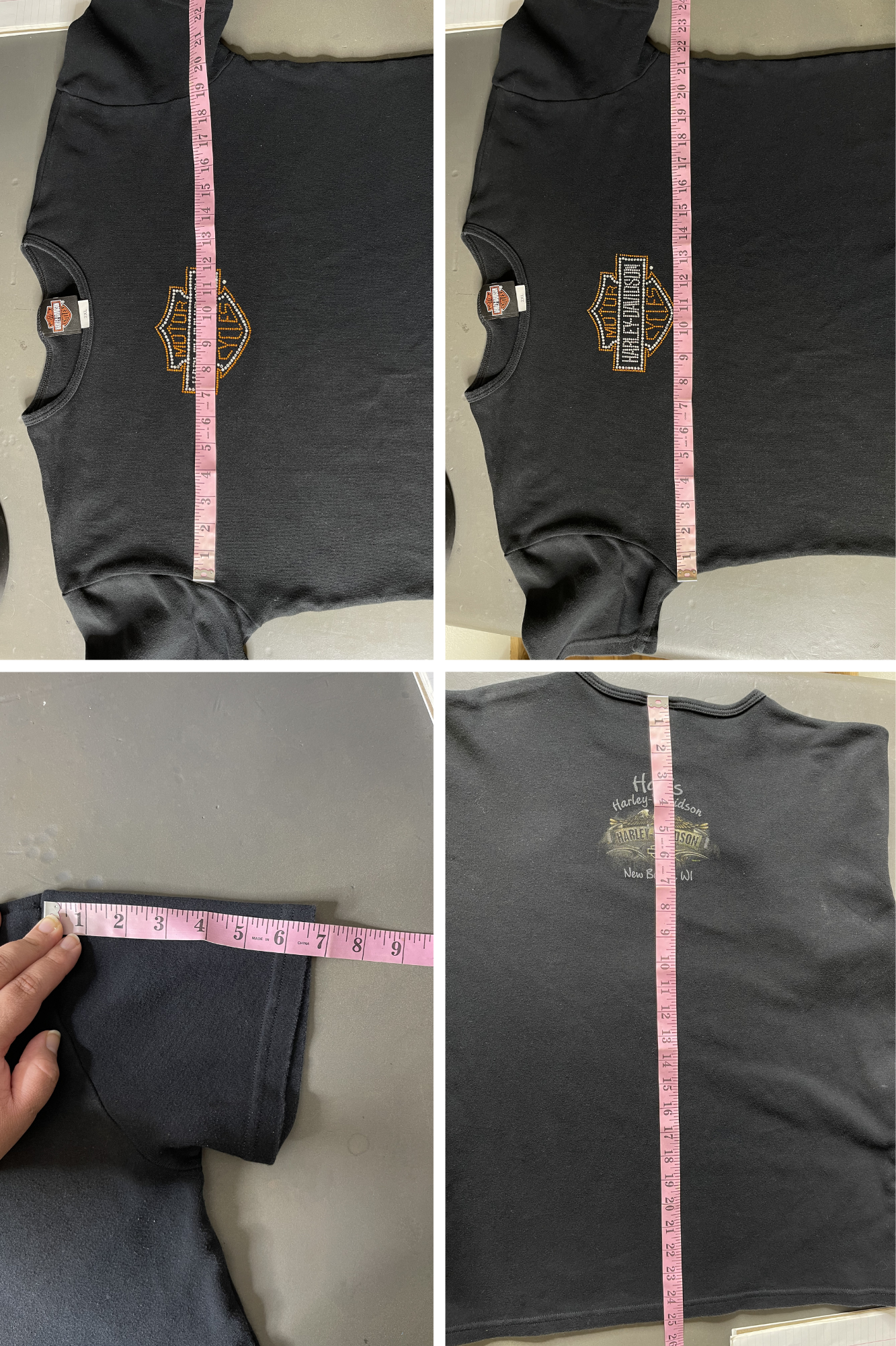 2000s Black Harley Davidson Bedazzled Fitted Tee Sz 2XL