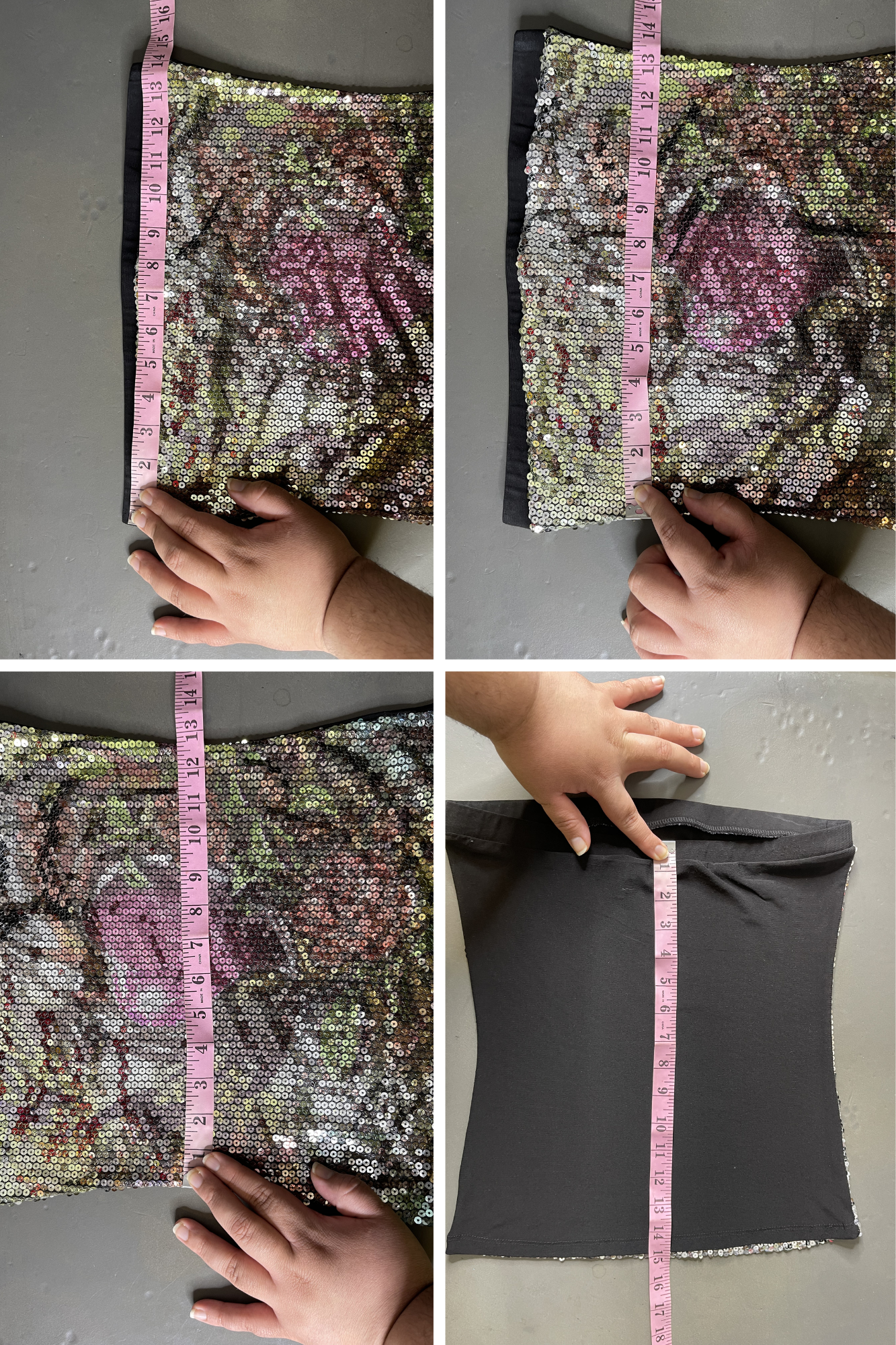 2000s Heart Rose Tattoo Sequin Tube Top Sz S/M