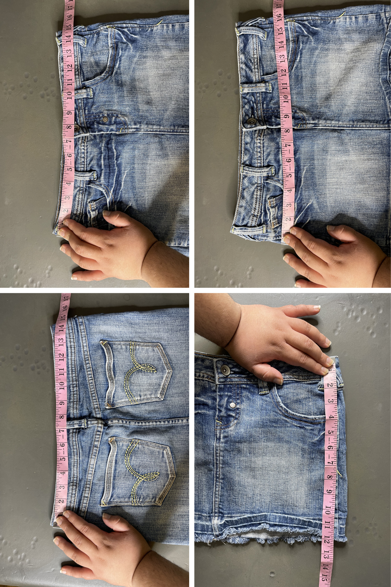 2000s Low - Mid Rise Denim Distressed Mini Skirt Sz 5