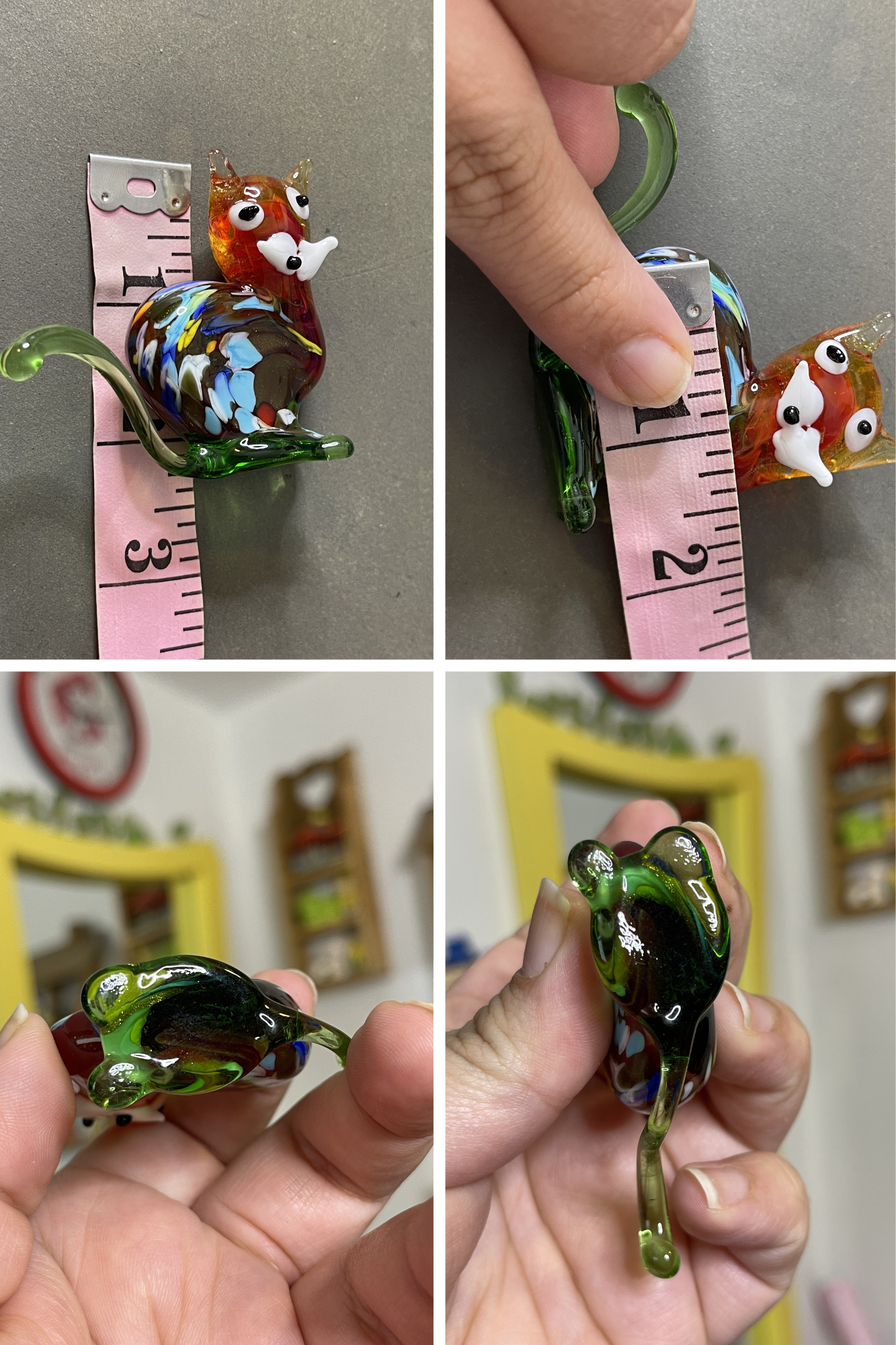 Small Orange Multi Color Glass Cat Trinket