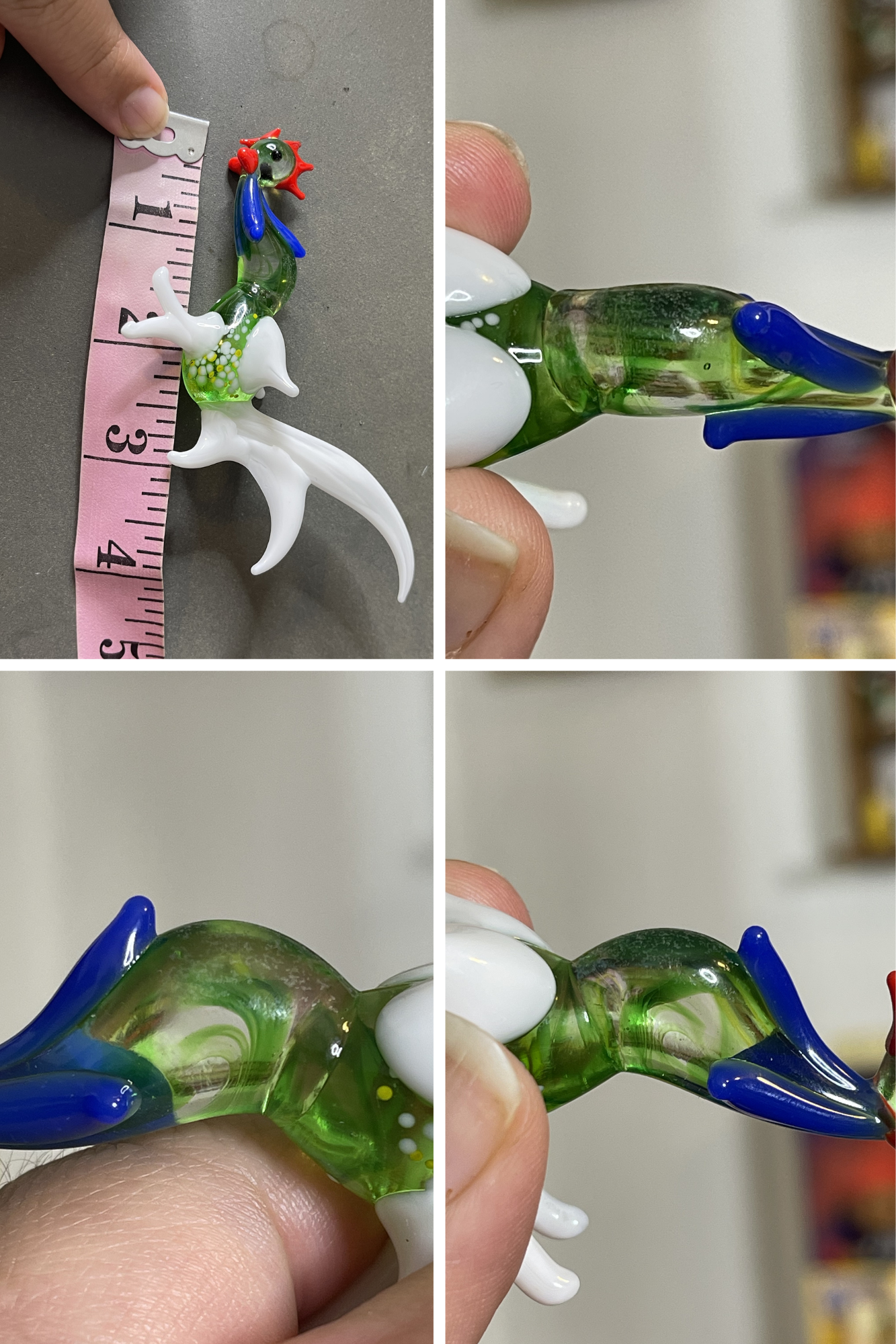 Small Multi Color Glass Rooster Trinket